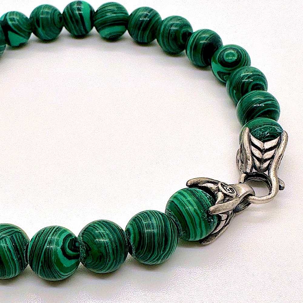 DAVID YURMAN Spiritual Bead Bracelet Sterling Silver with Malachite 8mm